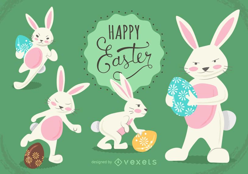 Set of Easter bunny illustrations Set of Easter bunny illustrations