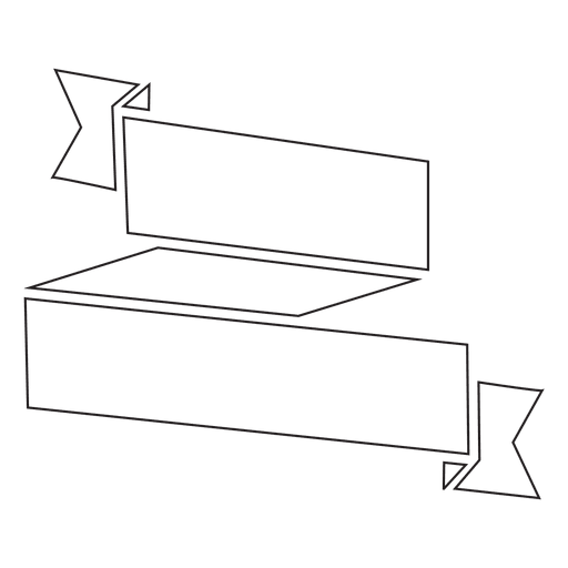 Contorno do emblema de rótulo de fita de duas linhas Desenho PNG