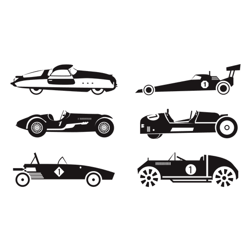 Conjunto de ilustraci?n de carreras de coches de carrera de velocidad Diseño PNG
