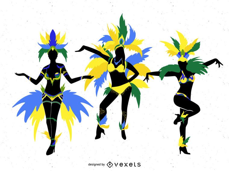 Bailarines de carnaval aislados Bailarines de carnaval aislados
