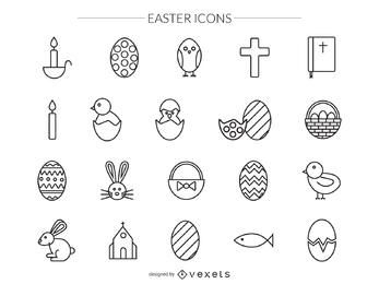 Easter stroke icons