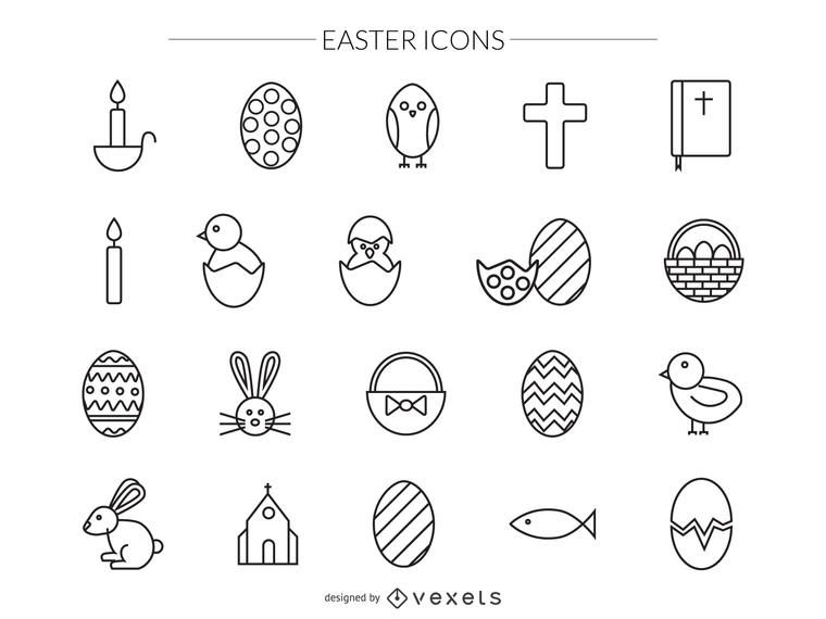 Easter stroke icons Easter stroke icons