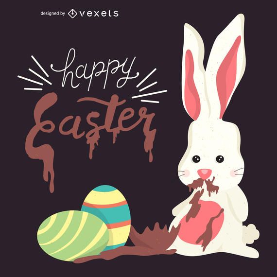 Illustration of an Easter bunny with chocolate Illustration of an Easter bunny with chocolate