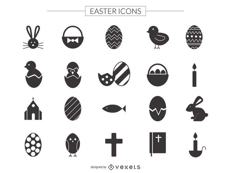 Flat Easter icon set Flat Easter icon set