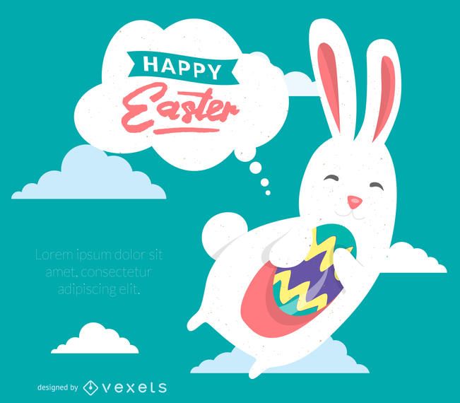 Happy Easter poster with bunny illustration Happy Easter poster with bunny illustration