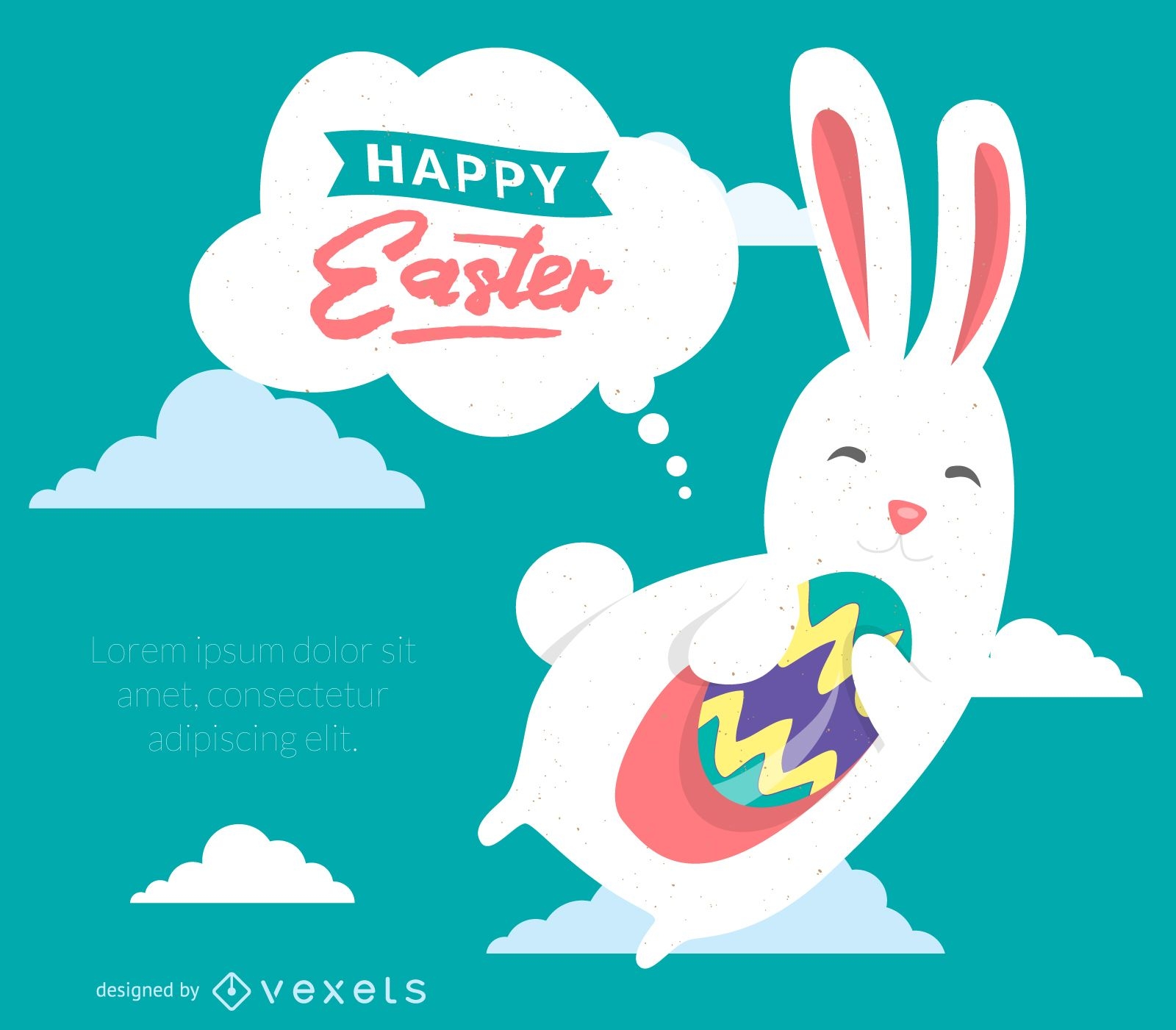 Happy Easter poster with bunny illustration