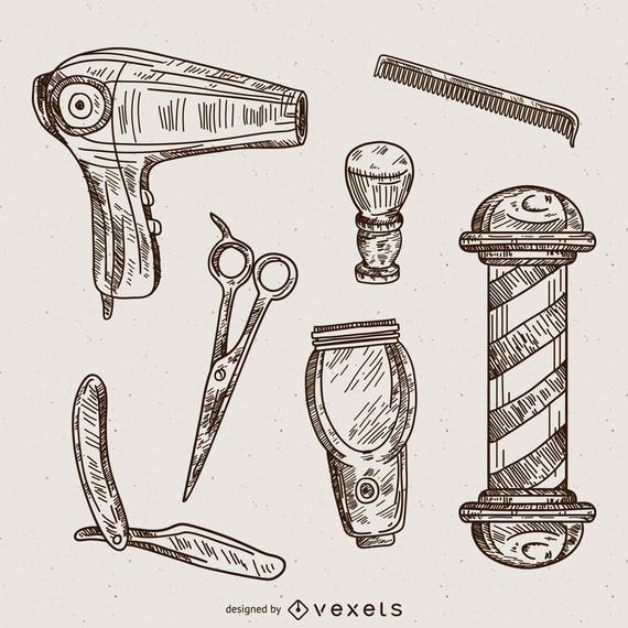 Barber illustrations set Barber illustrations set