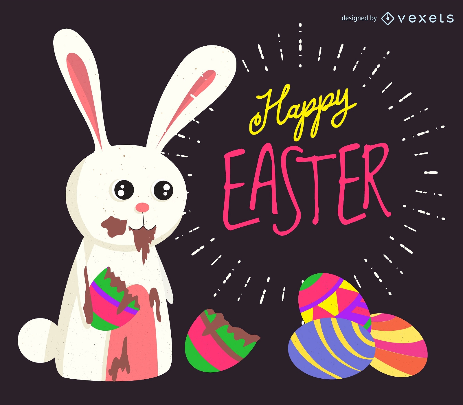 Easter bunny eating chocolate