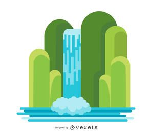 Flache Wasserfallillustration