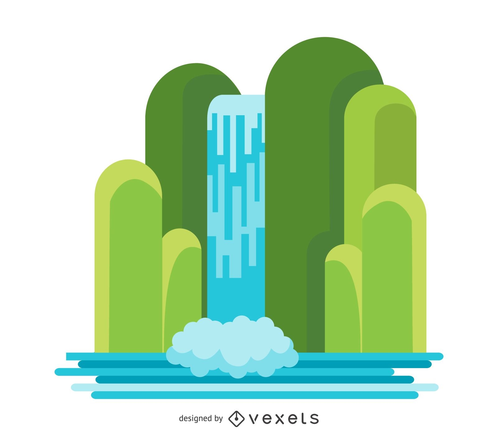 Flat waterfall illustration