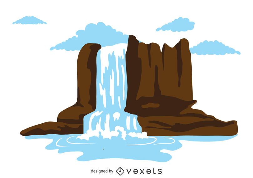 Isolated waterfall illustration Isolated waterfall illustration