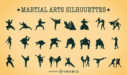 Pacote de silhuetas de artes marciais Pacote de silhuetas de artes marciais
