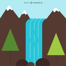 Ilustração simples de cachoeira