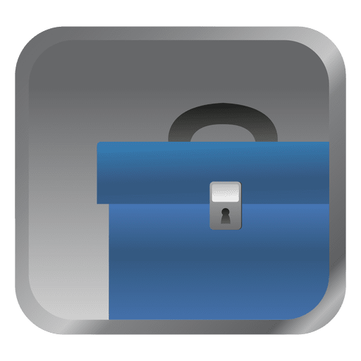 Blue briefcase square icon