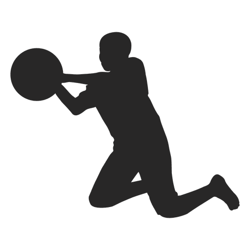 Boy catching ball silhouette PNG Design