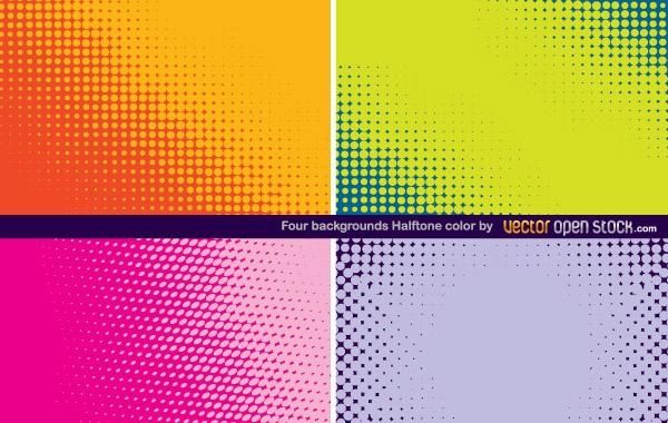 Four Backgrounds Halftone Color Four Backgrounds Halftone Color