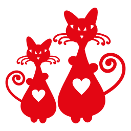 Silueta de gatos con corazón Diseño PNG