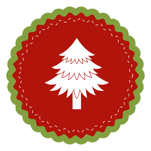 Christmas tree round label PNG Design