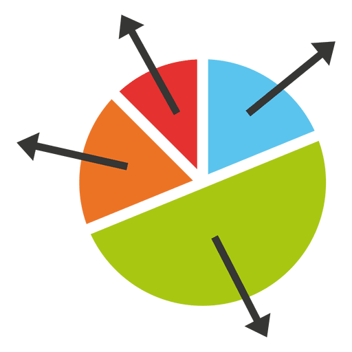 Colorful arrow pie chart PNG Design
