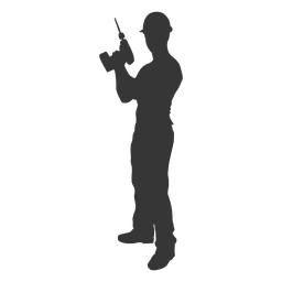 Trabalhador da construção civil segurando a broca Desenho PNG