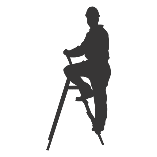 Construction worker on ladder PNG Design