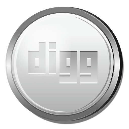 Digg ícone de círculo prateado Desenho PNG