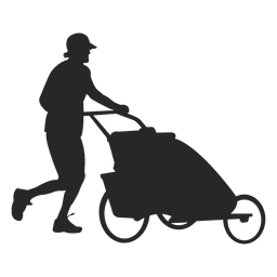 Father pushing child carriage PNG Design