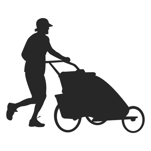 Father pushing child carriage PNG Design