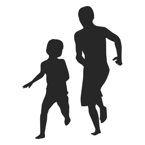 father and son walking silhouette