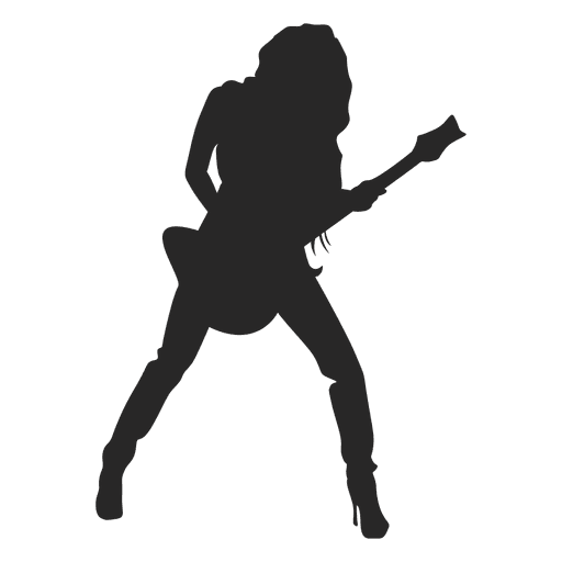 Weiblicher Gitarrist Silhouette PNG-Design