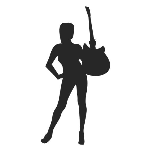 Weiblicher Gitarrist Silhouette 1 PNG-Design