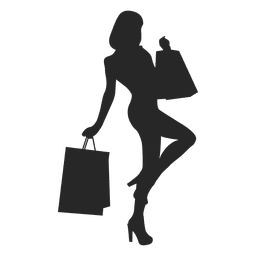 Mujer compras silueta gris Diseño PNG