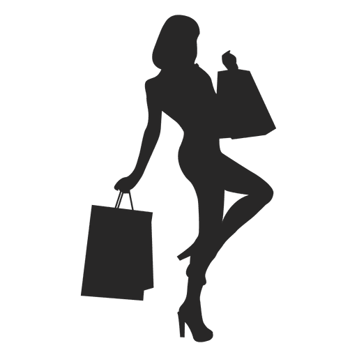 Weibliches Einkaufsschattenbild grau PNG-Design