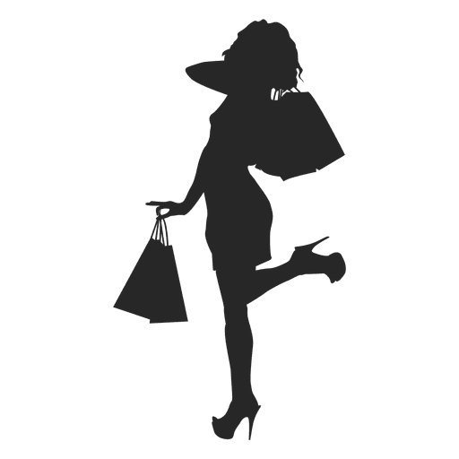 Download Female Shopping Silhouette With Bags Transparent Png Svg Vector File