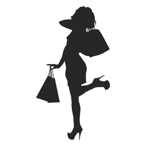 Silhueta de compras feminina com sacos