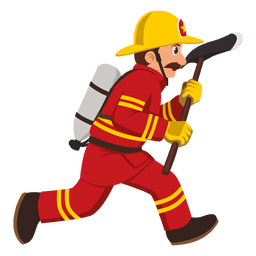 Firefighter running with axe PNG Design Transparent PNG