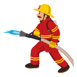 Firefighter with hose pipe PNG Design Transparent PNG