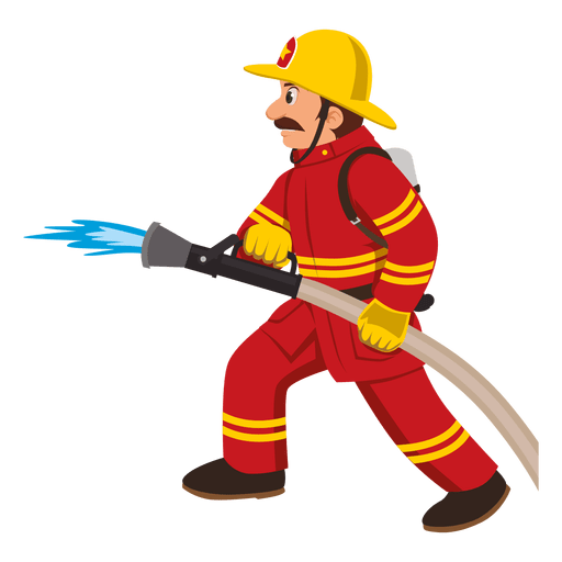 Feuerwehrmann mit Schlauchleitung