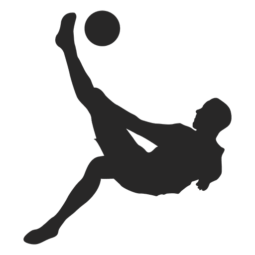 Silhueta de jogador de futebol chutando bola Desenho PNG