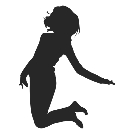Happy girl jumping up silhouette PNG Design