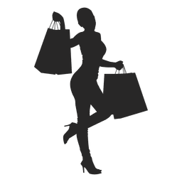 Chica poasing después de compras Diseño PNG
