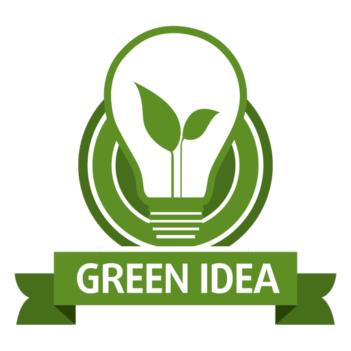 Etiqueta de bombilla de idea verde