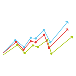 Gráfico de linhas coloridas em crescimento Desenho PNG