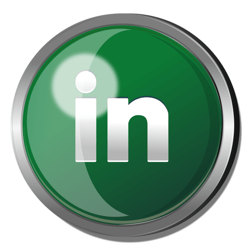 Linked in round metal button PNG Design