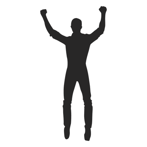Man celebrating hands up PNG Design