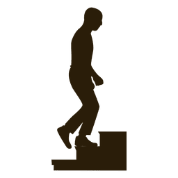 Secuencia de silueta de hombre subiendo escaleras Diseño PNG