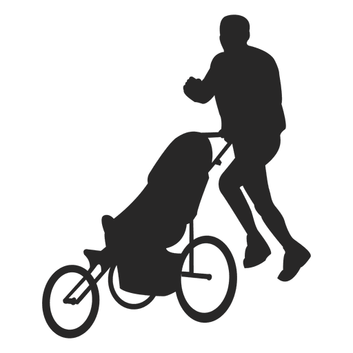 Man pushing child carriage PNG Design