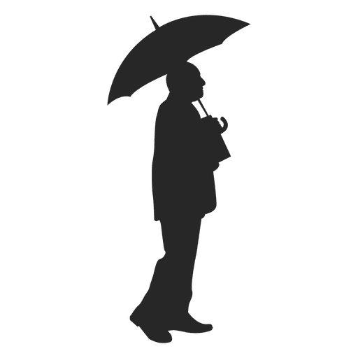 Hombre de pie con paraguas