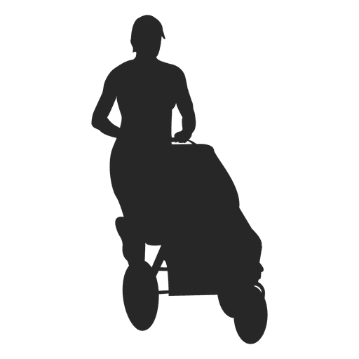 Mom pushing baby carriage PNG Design