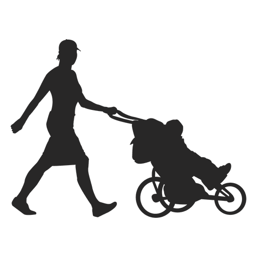 Mother pushing child carriage PNG Design
